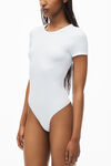 Alexander Wang white short-sleeve bodysuit in rib-knit jersey