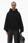 Alexander Wang black essential 毛圈布加大款中性徽标装饰连帽衫