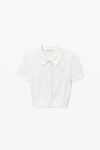 Alexander Wang soft white 徽标装饰粘胶纤维刺绣 polo 开衫