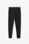 Alexander Wang washed black 华夫纹针织棉弹力慢跑长裤