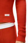 alexander wang long-sleeve tee in ribbed cotton red