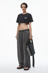 Alexander Wang acid black cropped tee in acid wash jersey
