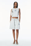 Alexander Wang light heather grey 徽标装饰加大款棉质毛圈布运动短裤
