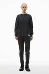 Alexander Wang washed black long-sleeve tee in waffle-knit cotton stretch