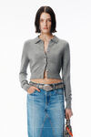 Alexander Wang heather grey grey wool-blend hotfix polo cardigan