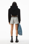 alexander wang logo elastic short in stretch corduroy heather grey