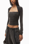 Alexander Wang washed charcoal ruched top in sueded jersey