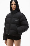 Alexander Wang black cropped puffer coat with reflective logo