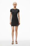Alexander Wang washed black 罗纹棉短袖家居连衣裙