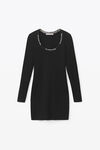 alexander wang 徽标提花装饰弹力粘胶纤维低圆领连衣裙 black