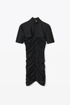alexander wang 弹力平纹针织褶皱半高领连衣裙 black