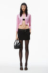 Alexander Wang candy pink 超细美利奴羊毛徽标短款开衫