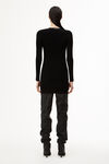 alexander wang 徽标提花装饰弹力粘胶纤维低圆领连衣裙 black