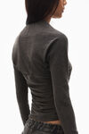 Alexander Wang washed charcoal ruched top in sueded jersey