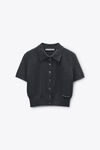 Alexander Wang charcoal charcoal wool short sleeve polo cardigan