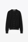 Alexander Wang black 超细美利奴羊毛徽标装饰压纹开衫