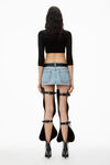 Alexander Wang black logo embossed shrunken cardigan in superfine merino wool