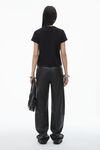 Alexander Wang black distressed logo shrunken tee in cotton jersey