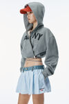Alexander Wang oxford blue/white cotton oxford boxer-style shorts with denim waistband