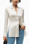 alexander wang crystal pinstripe shirt in silk charmeuse bone