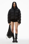 Alexander Wang black cropped puffer coat with reflective logo