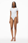 Alexander Wang white short-sleeve bodysuit in rib-knit jersey