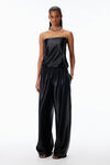 Alexander Wang black ribbed short-sleeve dress in satin faille