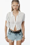 Alexander Wang soft white 徽标装饰粘胶纤维刺绣 polo 开衫