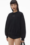 alexander wang puff logo sweatshirt in structured terry black