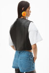 alexander wang tailored short vest in moto leather black