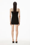 alexander wang 密织尼龙水晶饰边迷你裙 black