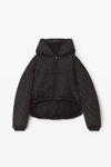 alexander wang crop puffer in logo jacquard nylon black