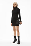 alexander wang 徽标提花装饰弹力粘胶纤维高领连衣裙 black