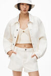 alexander wang high rise invisible zip short in denim vintage white