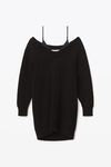 alexander wang v-neck sweater dress in ribbed cotton black