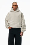 hooded sweatshirt in flocked terry with logo flag tag