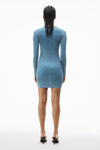 Alexander Wang washed blue 罗纹棉长袖家居连衣裙