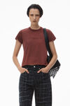 Alexander Wang acid bright red shrunken logo embossed tee in cotton