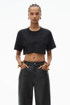 Alexander Wang black cropped pocket tee in high twist jersey