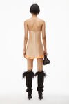 alexander wang lace slip dress in silk charmeuse peach sorbet