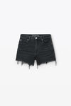 Alexander Wang grey aged bite high rise denim short with logo pocket