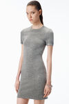 Alexander Wang heather grey 灰色羊毛混纺烫钻连衣裙