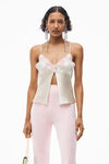 alexander wang flared pant in velour light pink