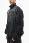 Alexander Wang fog crease wash 褶皱印花棉质汉麻平纹针织布机车夹克