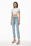 alexander wang og high-rise stovepipe jean in denim light indigo fade