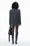 Alexander Wang charcoal 透明珠烫钻装饰羊毛斜纹布加大款宽松西装外套