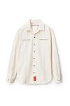 alexander wang work shirt jacket in raw denim vintage white