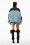alexander wang 牛仔尼龙拼接夹克 light indigo fade