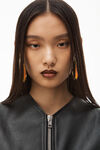 alexander wang tailored short vest in moto leather black