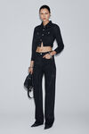 Alexander Wang washed black ez 水晶烫钻棉质直筒牛仔裤